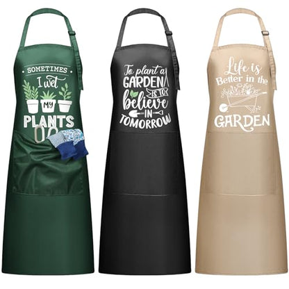 3 Pcs Funny Garden Aprons for Women with Pockets