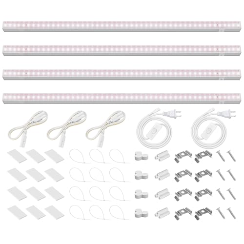 Barrina Grow Lights for Indoor Plants, 2ft 40W (4 x 10W), Linkable, 4 Packs - color: Pinkish White, size: 2ft-white Cover