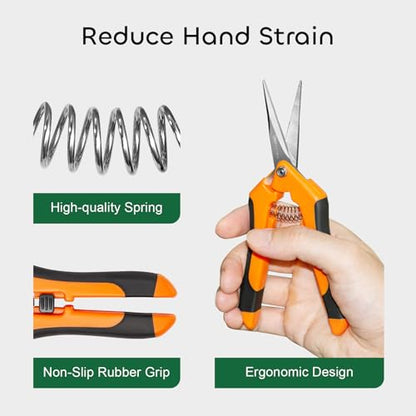 GROWNEER 3 Packs 6.5 Inch Pruning Shears Gardening Hand Pruning Snips Gardening Scissors with Straight Stainless Steel Precision Blades - style: Orange