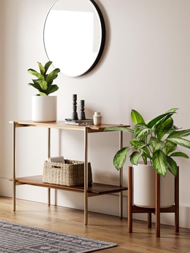 LE TAUCI Indoor Planter with Stand, 10 + 8 Inch, Set of 2, White