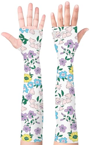 Gardening Sleeves for Women UV Sun Protection with Thumb Hole Anti-Scratch - color: Colorful Flowers