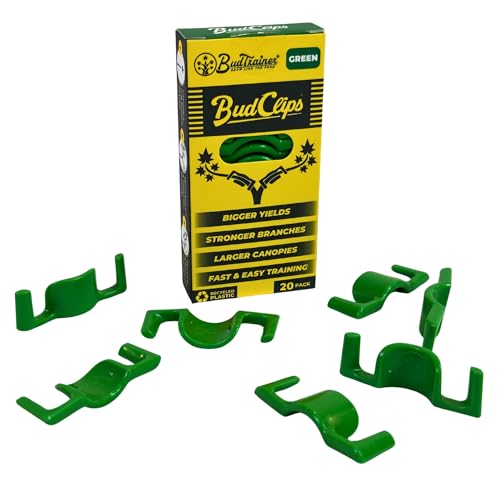 BudTrainer BudClips for Low Stress Plant Training, Green, 20-Pack - color: Green, size: 20pk