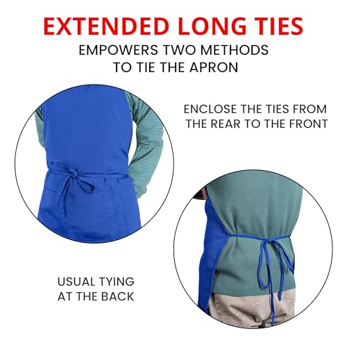 Utopia Kitchen Bib Aprons 10 Pack Adjustable With 2 Pockets - color: Blue