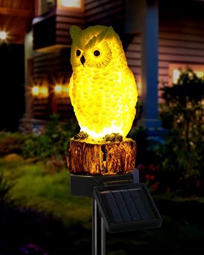 iStatue Owl Solar Decorative Garden Stake Lighting, Waterproof Cute Animal Outdoor Figurine Lights Ornament Statue Decor for Pathway, Patio, Lawn Housewarming (Owl) - style: Owl