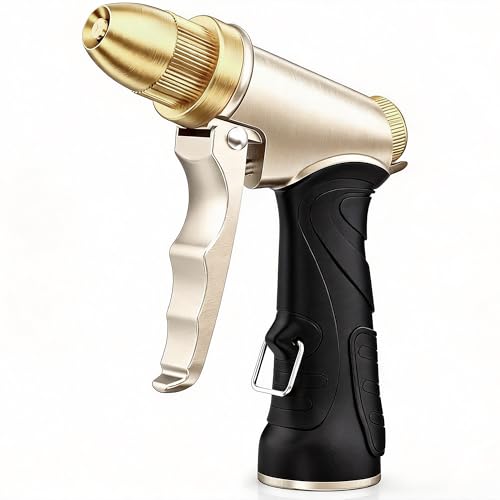 LAWN SOCIAL Metal Garden Hose Nozzle, High Pressure - color: Golden