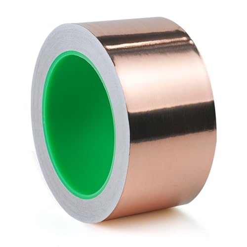 BOMEI PACK 2inch x 49ft Copper Foil Tape with Conductive Adhesive for Guitar and EMI Shielding, Crafts, Soldering, Stained Glass, Electrical Repairs, Grounding 1 Pack - size: 2 inch x 49 ft