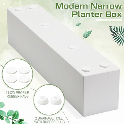 FillTouch 16.1 x 3.2 x 3.5 Inch 1 Pcs Long Rectangular Planter Box,White - color: White, size: 16.1 x 3.2 x 3.5 Inch