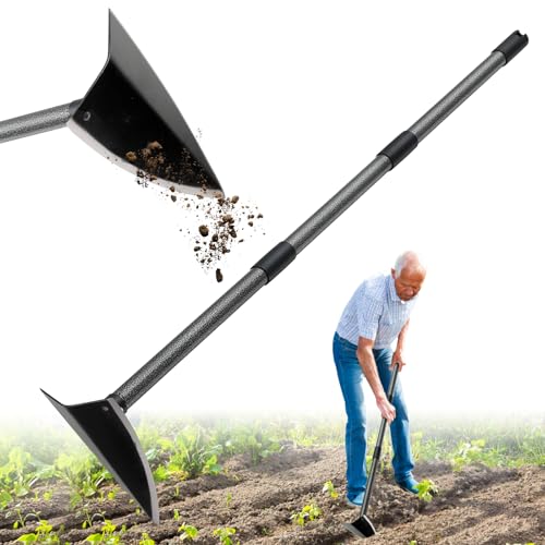Garden Hoe, Heavy Duty Trenching Hoes with 60 Inch Long Handle, Sharp Edge Triangle Weeding Hoe Garden Tools for Weeds Removal,Cultivating,Digging,Loosen Soil, Trenching, Landscaping Manual Weeder - size: 60"