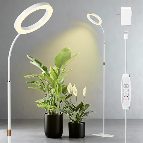 Full Spectrum 68" Floor Grow Lights for Indoor Plants with Base - color: White, size: 1 Head