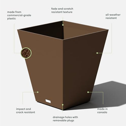 Veradek Pure Series Nobleton Planter - Tapered Square Outdoor Planter - color: Espresso, size: 22 inch - 2 Pack