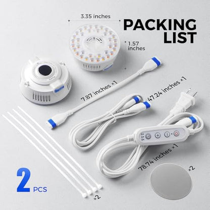 Barrina OG09 Puck Grow Light, 18W(2 x 9W), 660nm Red LEDs, Timer, 2 Packs - color: GrowForce Spectrum-White Cover, size: 2 Packs with Timer