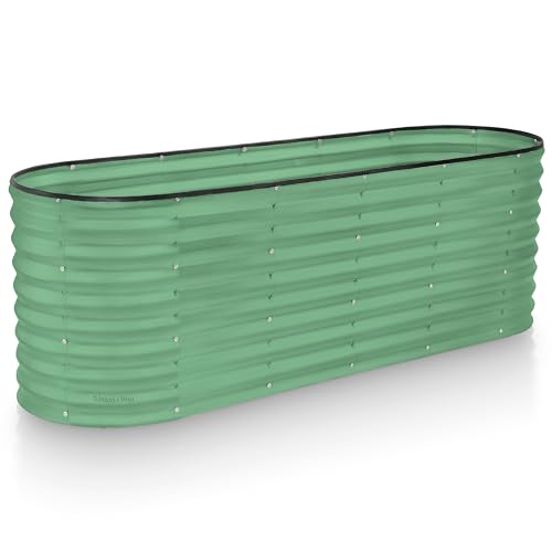 Plant & Plot Galvanized Raised Garden Beds Outdoor // 6×2×2 ft Planter Raised Beds for Gardening, Vegetables, Flowers // Large Metal Garden Box (Light Green) // Patented Tool-Free Design - color: Light Green, size: 6×2×2 ft
