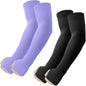 ROXUN Arm Sleeves with Thumb Hole, Cooling UV Sun Protection for Men/Women - color: 2 Pairs - Black+purple