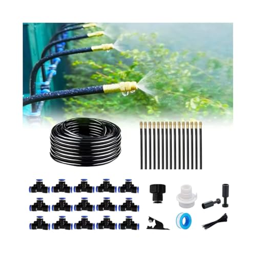 New drip Irrigation kit, Automatic Garden Watering System, Quick Connector and 360-degree Bending Dropper atomizing Copper Nozzle, Garden Plant Lawn Courtyard Watering System. (65FT) - size: 65FT
