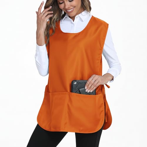 Xeoxarel Unisex Cobbler Apron with 3 Deep Pockets, Smock Vest Apron - color: 3 Pack - Orange