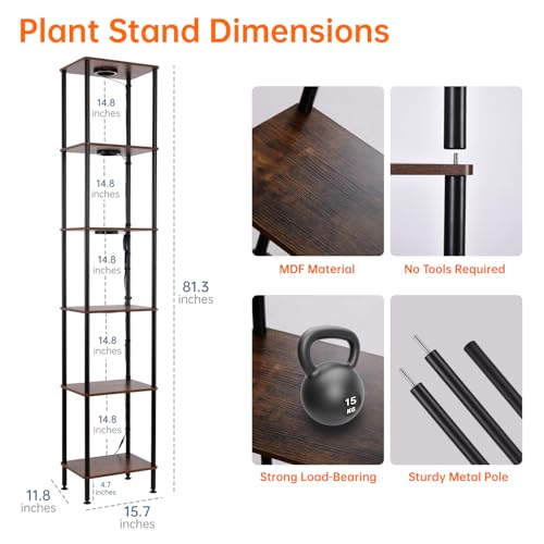Bstrip Plant Stand Indoor with Grow Light, 81.3in Tall Indoor Plant Shelf - size: 81.3" H