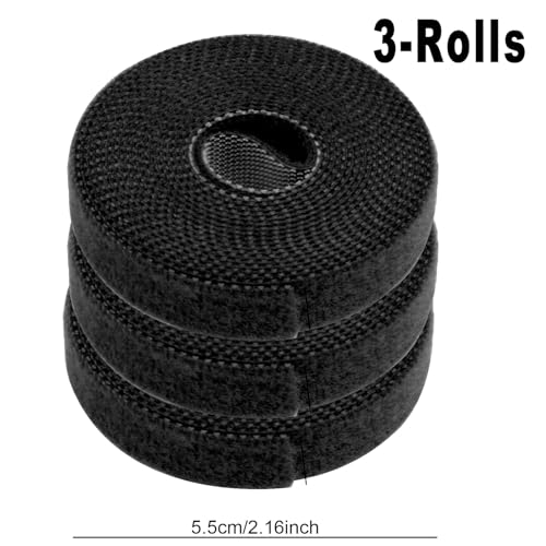 3rolls 2m Reusable Cable Ties Self Adhesive Loop Bundle Fastener Management Nylon Plant Vines Tie Garden Supplies,1cm Width (Black1) - color: Black1