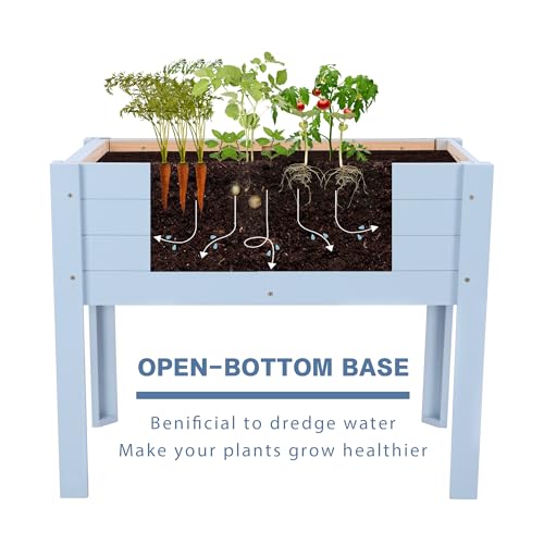 Raised Garden Bed with DIY Chalkboard, 30 x 24 x 18 in, Light Blue - color: Blue