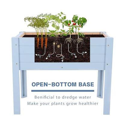 Raised Garden Bed with DIY Chalkboard, 30 x 24 x 18 in, Light Blue - color: Blue