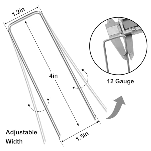 HongWay 240 Pack Landscape Staples 4 Inch, Galvanized Garden Stakes - size: 4 Inch