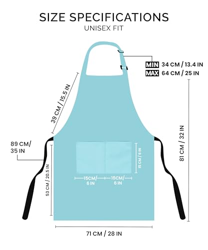 Utopia Kitchen Bib Aprons 2 Pack Adjustable With 2 Pockets - color: Aqua