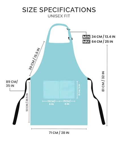 Utopia Kitchen Bib Aprons 2 Pack Adjustable With 2 Pockets - color: Aqua
