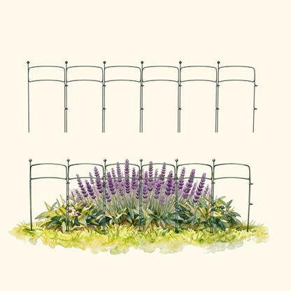 6 Pack Curved Plant Support Stakes, Dual Half Round Metal Garden Plant Stake, Peony Cages and Supports, 10"(W) x 20" (H) Flower Support Ring for Peonies, Hydrangea - size: Medium