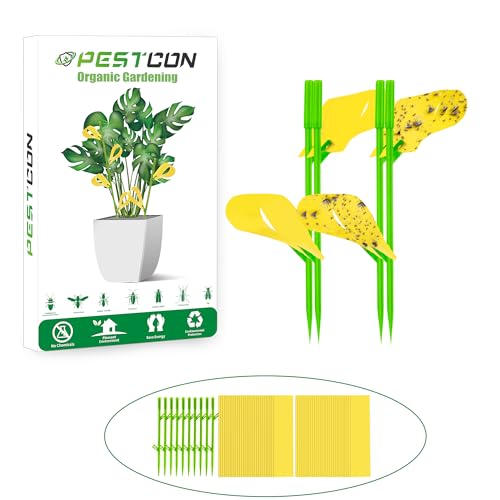 60PCS Yellow Sticky Traps for Plant Gnats Fungus Gnat Traps for House Indoor Fruit Fly Traps for Indoor/Outdoor Catcher for Whiteflies Mosquitoes Thrips Aphids... Stake Holders Included Dual-Sided - color: Yellow-60