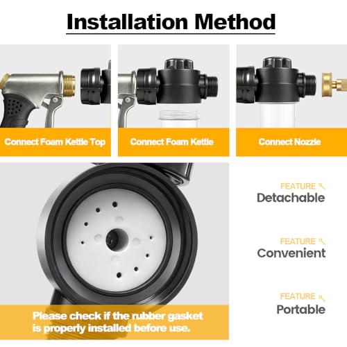 Garden Hose Nozzle with Soap Dispenser, Adjustable Metal Foam Gun - style: Foam Gun A