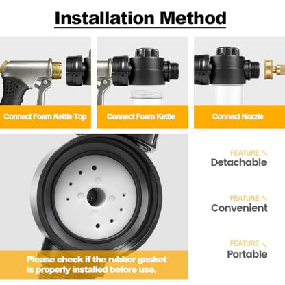 Garden Hose Nozzle with Soap Dispenser, Adjustable Metal Foam Gun - style: Foam Gun A