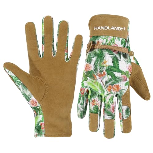 HANDLANDY Gardening Gloves for Women, Leather Garden Glove, Gardener Gift - color: Cocoa, size: Small (Pack of 1)