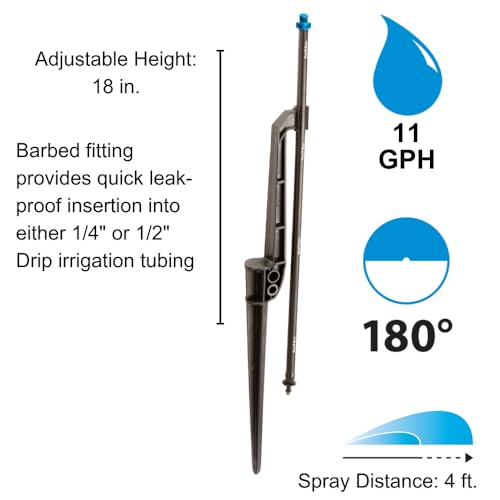 Rain Bird MSFHSTKX Drip Stake, Half Circle - size: Half-Circle 180° Pattern, style: Close Coverage Fan Spray