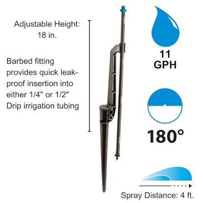 Rain Bird MSFHSTKX Drip Stake, Half Circle - size: Half-Circle 180° Pattern, style: Close Coverage Fan Spray