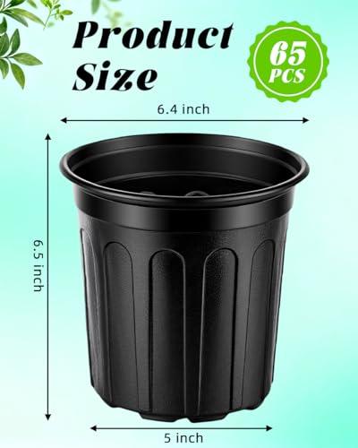 LWWTBS 1 Gallon Plastic Plant Nursery Pots 65Pcs Seedling