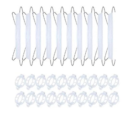 Tomato Support Hooks with Tomato Clips, Tomato Hooks with String- 30pcs - size: 33.3ft-10ps