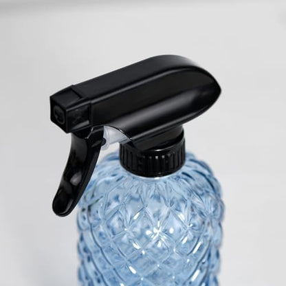 12Oz Glass Plant Spray Bottle with Black Plastic Top Pump - color: Blue