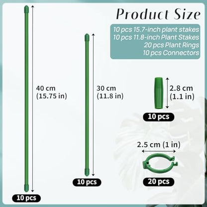 Plant Stakes, 20 Pcs Plant Sticks Stakes Support - size: 10pcs 12inch+10pcs 16inch