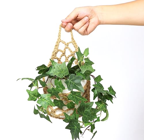 2 Packs Macrame Wall Plant Hanger for 6 in, Small Hanging Plant Basket - color: Jute X 2pc