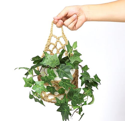 2 Packs Macrame Wall Plant Hanger for 6 in, Small Hanging Plant Basket - color: Jute X 2pc