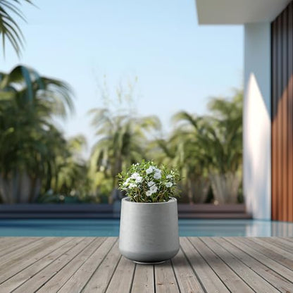 Kante Pale Gray Concrete Planter 13" Dia All-Weather Round Accent Pot - color: Gray Concrete, size: 11.6" D
