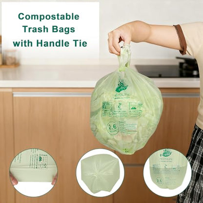HECTOLIFE 2.6 Gallon 300 Count Compostable Bags Handle Tie - style: 2.6gallon (300count)