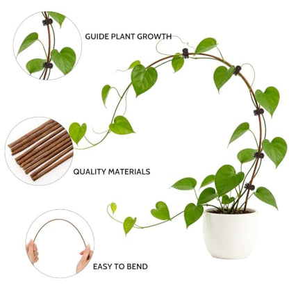 10Pcs Plant Support Stakes with 15Pcs Plant Clips Bendable Plant Sticks