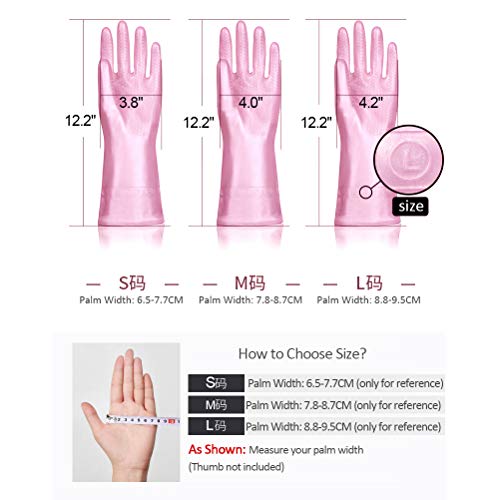 Alimat PluS Kitchen Cleaning Gloves Latex Free, Cotton Flock Liner, Large - color: Blue+pink+white, size: Large (Pack of 3)