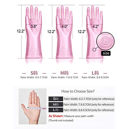Alimat PluS Kitchen Cleaning Gloves Latex Free, Cotton Flock Liner, Large - color: Blue+pink+white, size: Large (Pack of 3)