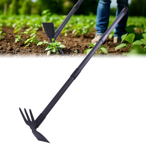 Weed Puller, Small Handheld Garden Weeding Hoe with 45.5" Long Handle, Multifunction Digging & Cultivating Weed Remover Tool for Garden, Lawn, Yard, Flower Bed, Patio & Small Farm