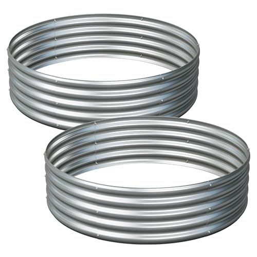 2PCS 4x4x1FT Galvanized Metal Raised Garden Bed,Outdoor Planter Box for Vegetables - size: 4x4x1(2PCS)