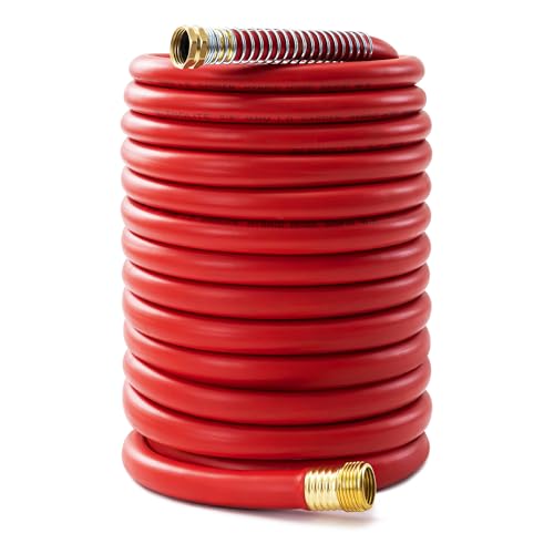 5/8" Garden Hose 200ft, -40℉ To 190℉ Hot/Cold Rubber hose, Red - color: Red, size: 200Ft