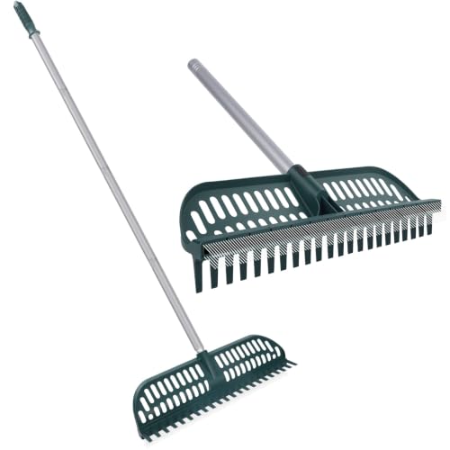 2 in 1 Artificial Turf Rake, 32-61" Turf Brush Broom for Artificial Grass