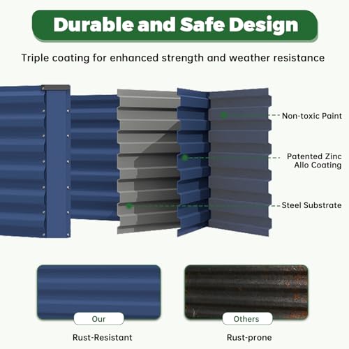 NAVINE 6x3x2ft Outdoor Metal Raised Garden Bed, Metal Planter Box, 2-Pack - color: Blue, size: 6x3x2 FT-2PC