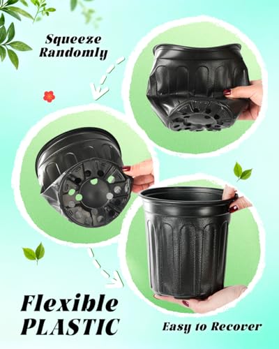 LWWTBS 1 Gallon Plastic Plant Nursery Pots 65Pcs Seedling